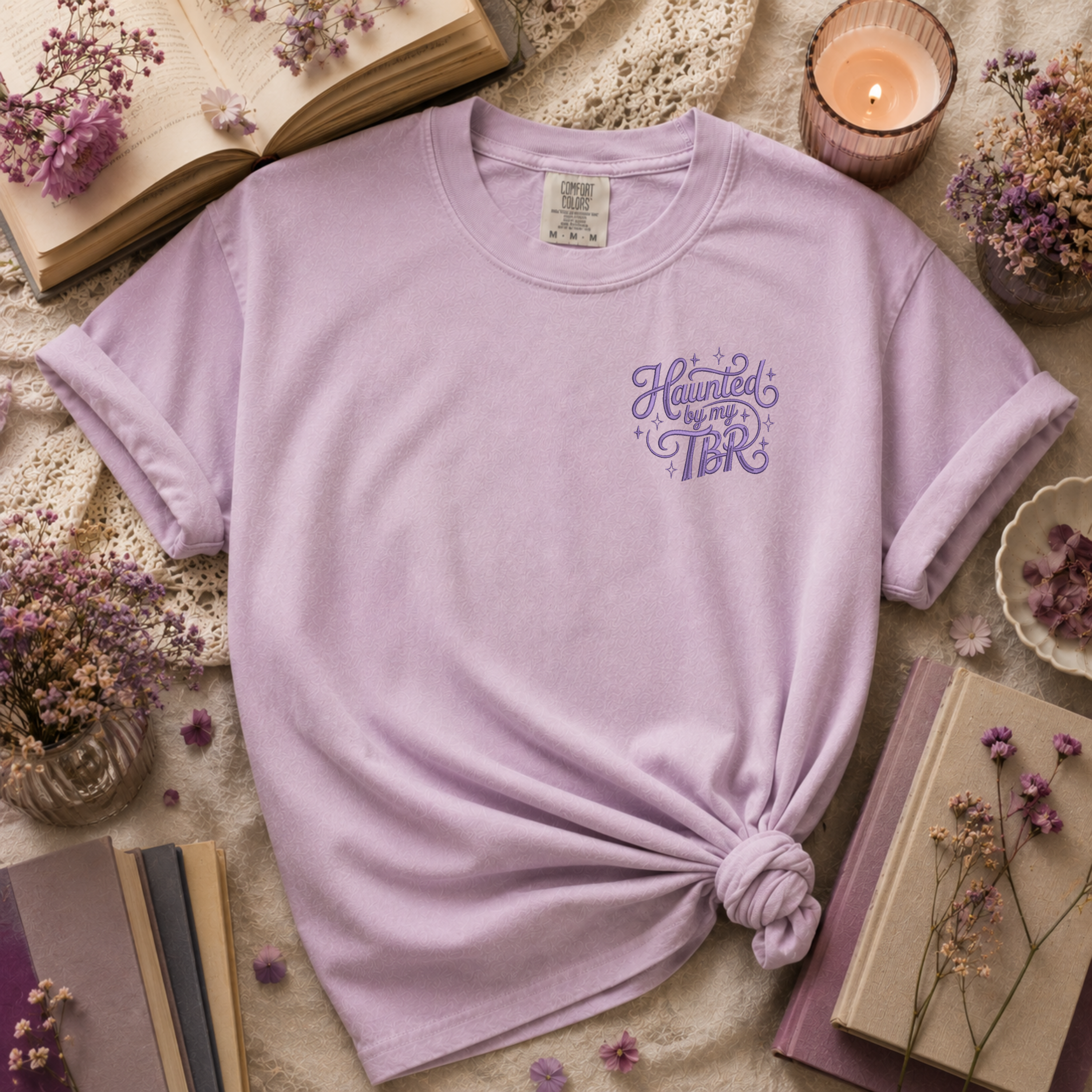 TBR Afterlife | Haunted by My TBR Embroidered Bookish Shirt