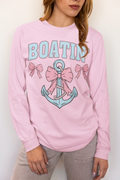 Gingham Blue Boatin' Bows & Anchors Graphic Tee