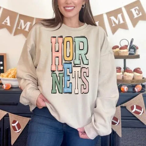 Hornets Boho Sporty Varsity Doodle DTF Transfer - Merch Girls