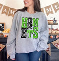 Hornets Green and Black Sporty Varsity Doodle DTF Transfer - Merch Girls