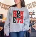 Hornets Red and Black Sporty Varsity Doodle DTF Transfer - Merch Girls