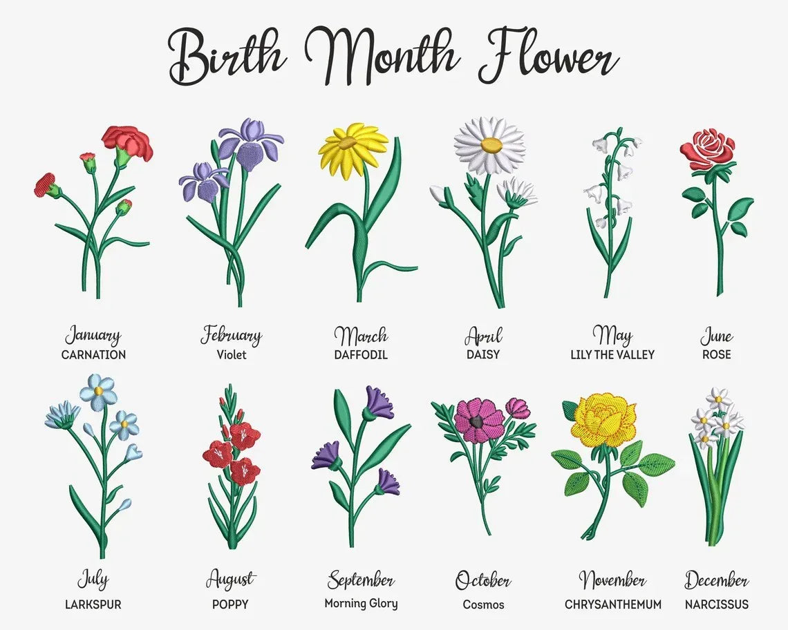 Birth Month Flower Embroidered Sweatshirt (up to 3 flowers) - Merch Girls