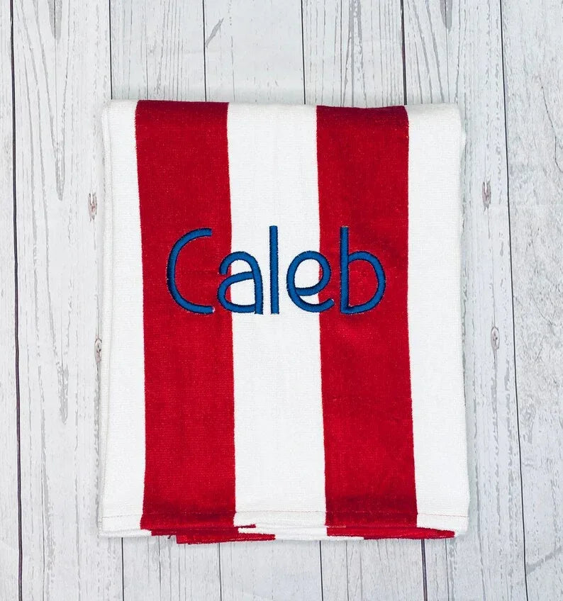 Custom Embroidered Oversized Striped Beach Towels - Merch Girls