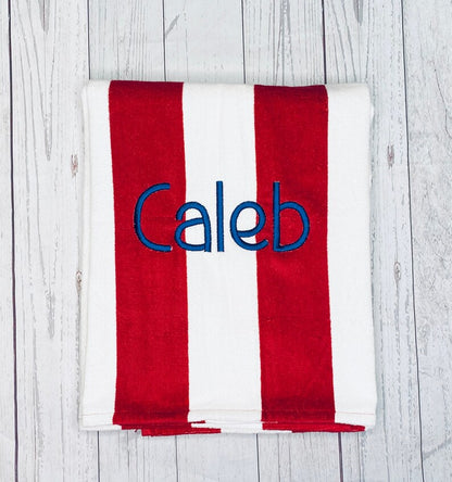 Custom Embroidered Oversized Striped Beach Towels