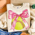 Softball with bow DTF Transfer - Merch Girls