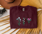 Birth Month Flower Embroidered Sweatshirt (up to 3 flowers) - Merch Girls