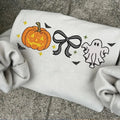 Pumpkins Coquette Faux Embroidery Preppy Graphic Tee - Merch Girls