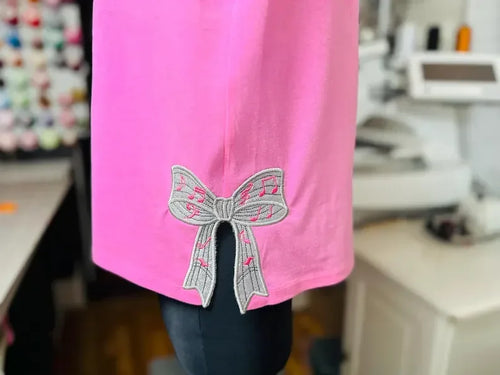 Music Bow Split Sides Applique Embroidered Sweatshirt with Optional Front - Merch Girls