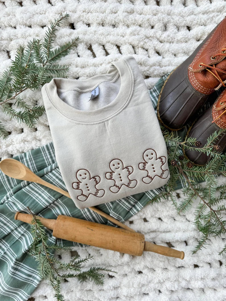 Gingerbread Man Embroidered Sweatshirt