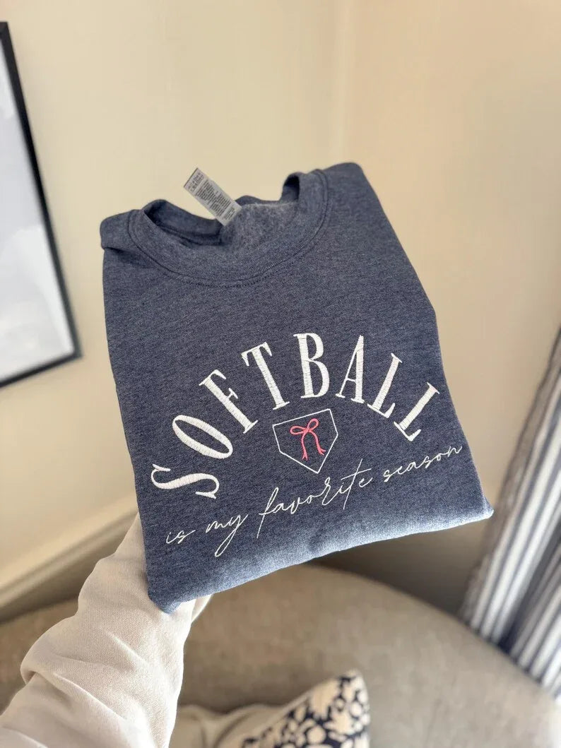 Softball Is My Favorite Season Embroidered Sweatshirt - Merch Girls