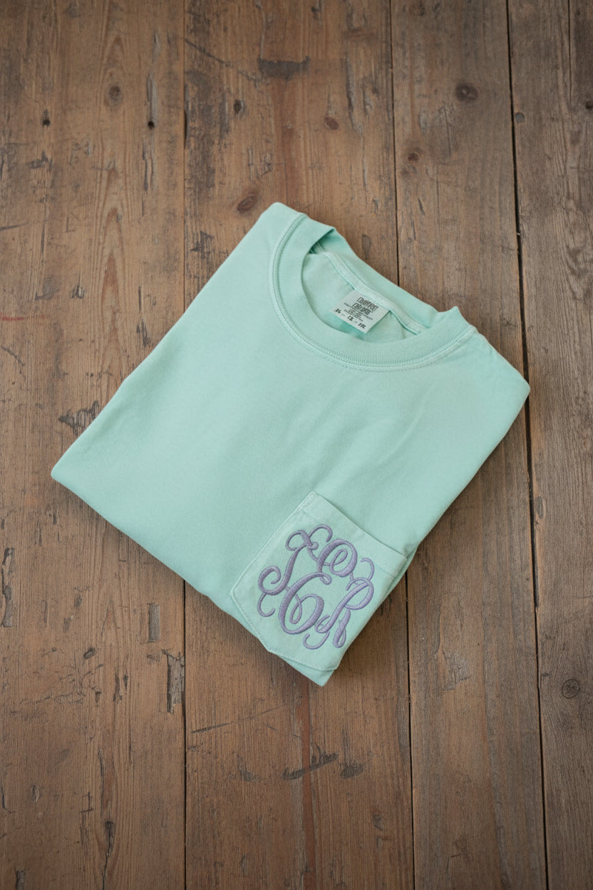 Monogram Embroidered Pocket Tee