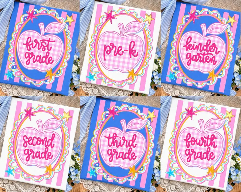 Pink Plaid Apple Grade DTF Transfer