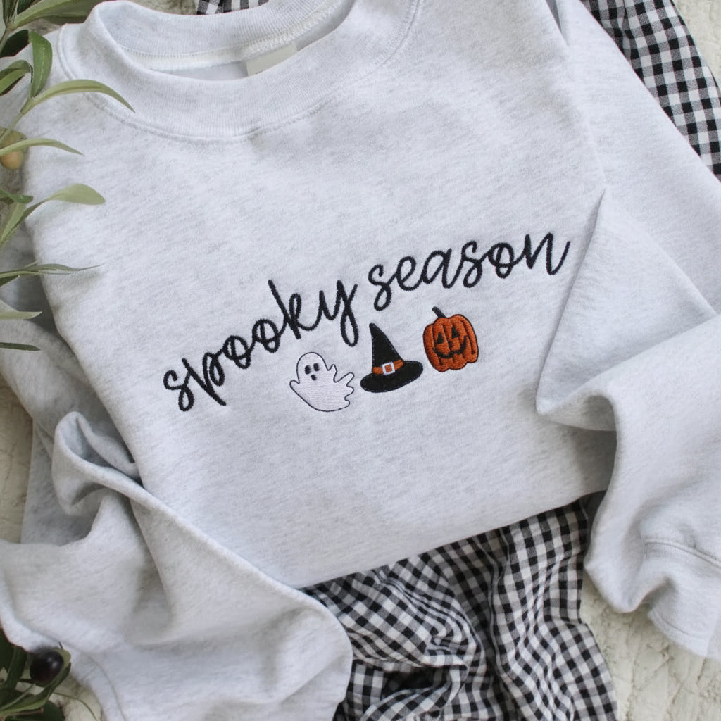 Embroidered Spooky Season Sweatshirt | Halloween Shirt