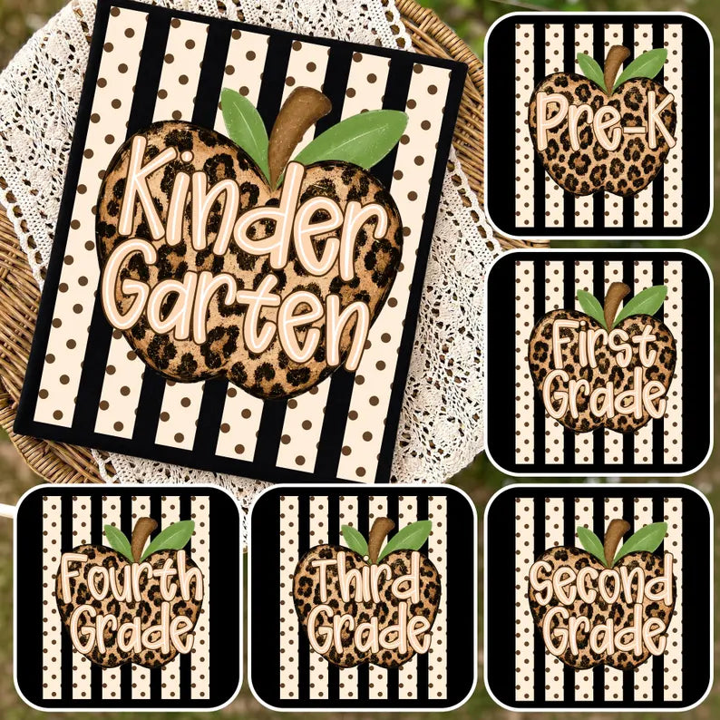 Leopard Apple Grade Level DTF Transfer