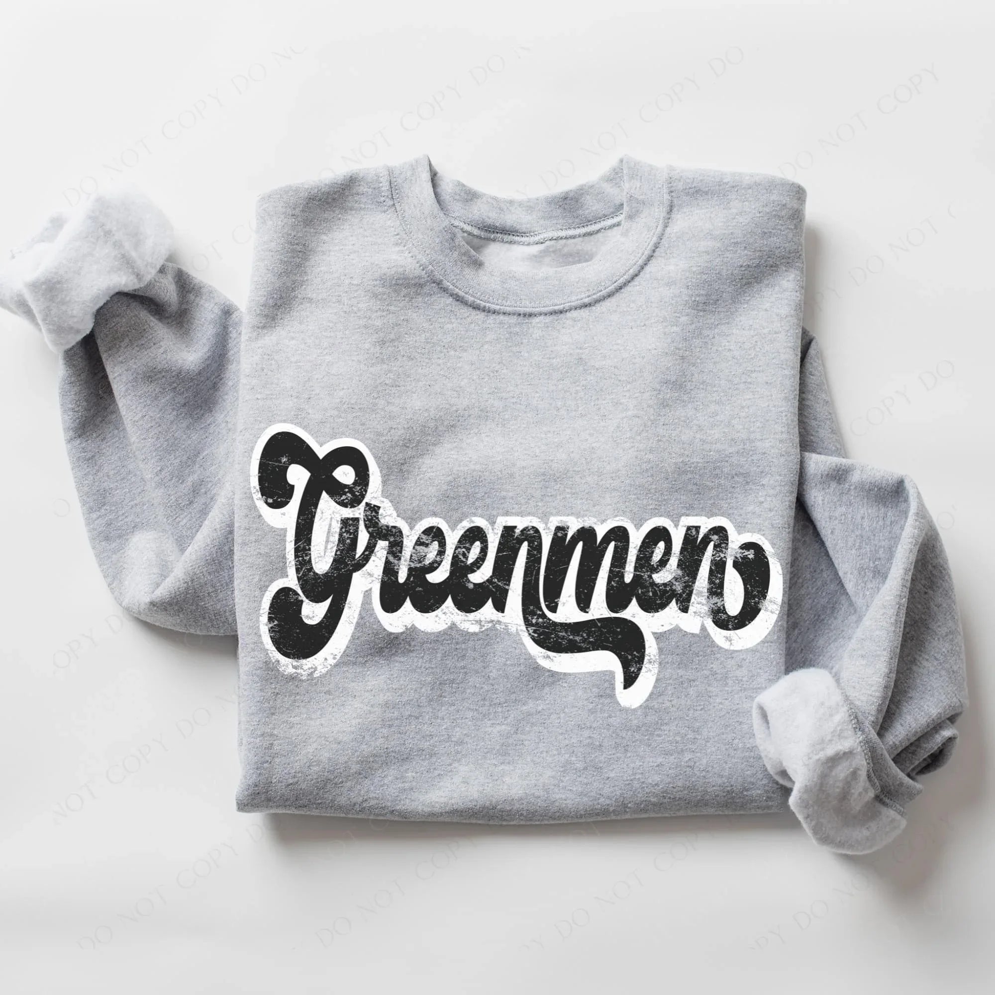 Greenmen Vintage Black & White Retro Shadow Distressed DTF Transfer - Merch Girls