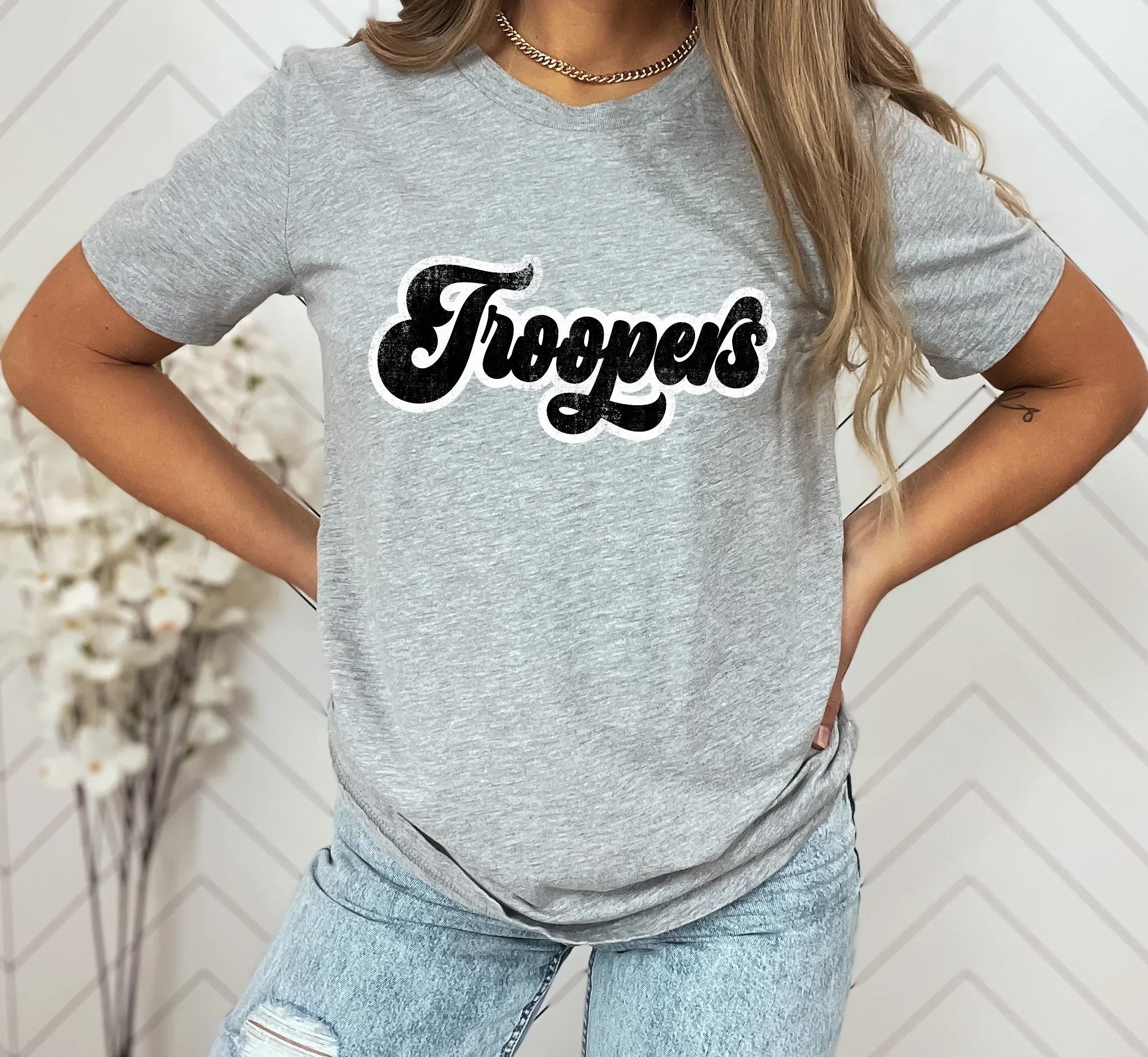 Troopers Vintage Retro Shadow Distressed DTF Transfer - Merch Girls