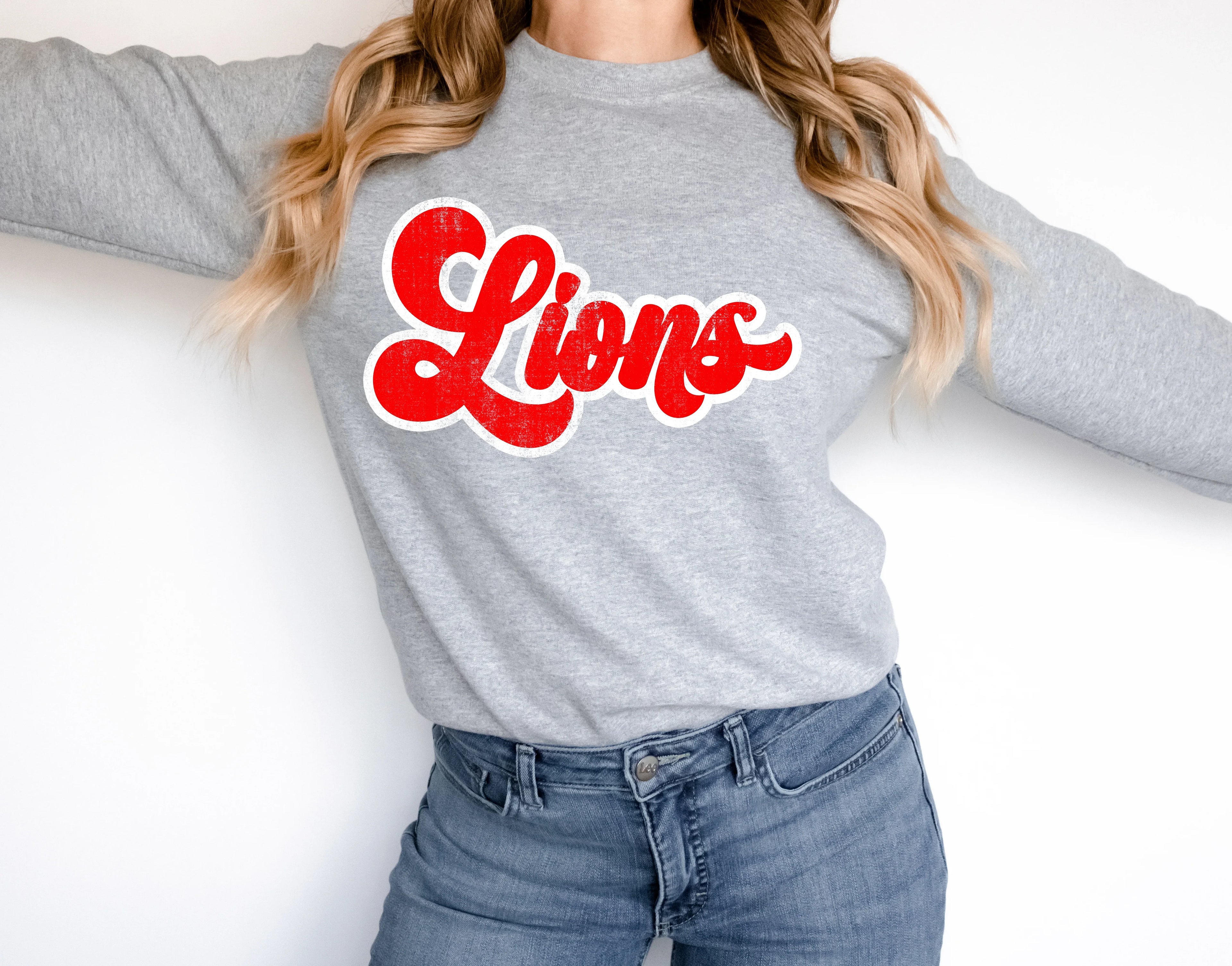 Lions Vintage Retro Shadow Distressed DTF Transfer - Merch Girls