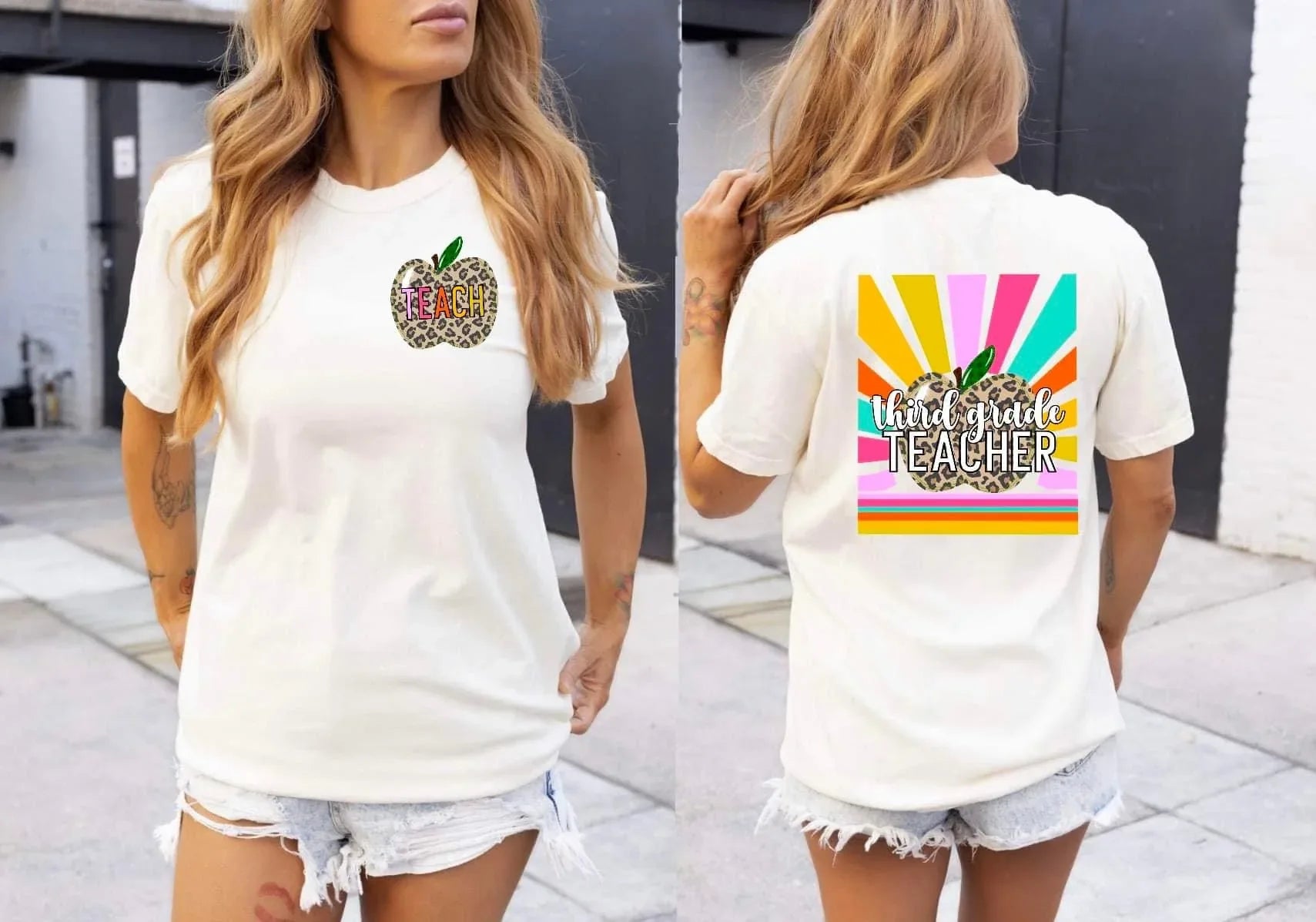 Third Grade Teacher Back and Front DTF Transfer - Merch Girls
