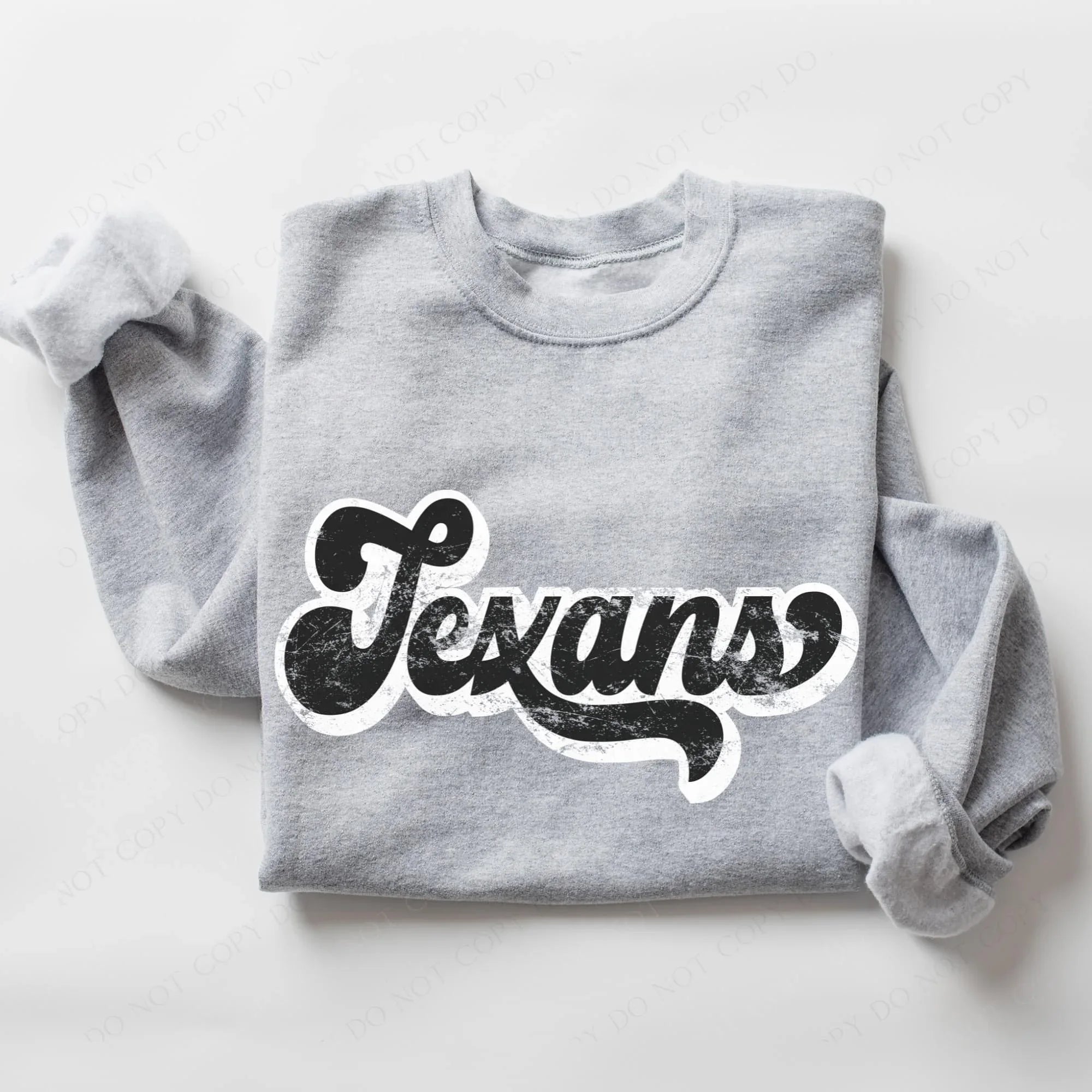 Texans Vintage Retro Shadow Distressed DTF Transfer - Merch Girls
