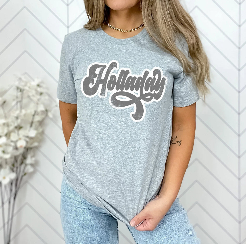 Holladay Vintage Retro Shadow Distressed DTF Transfer - Merch Girls