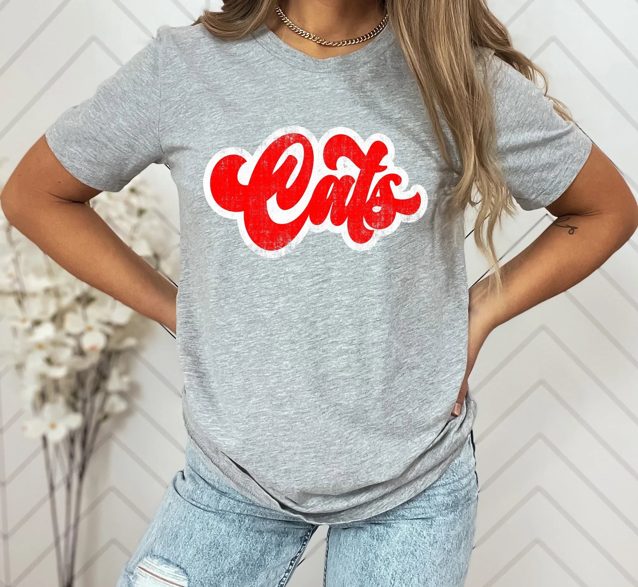 Cats Vintage Retro Shadow Distressed DTF Transfer - Merch Girls