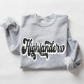 Highlanders Vintage Black & White Retro Shadow Distressed DTF Transfer - Merch Girls