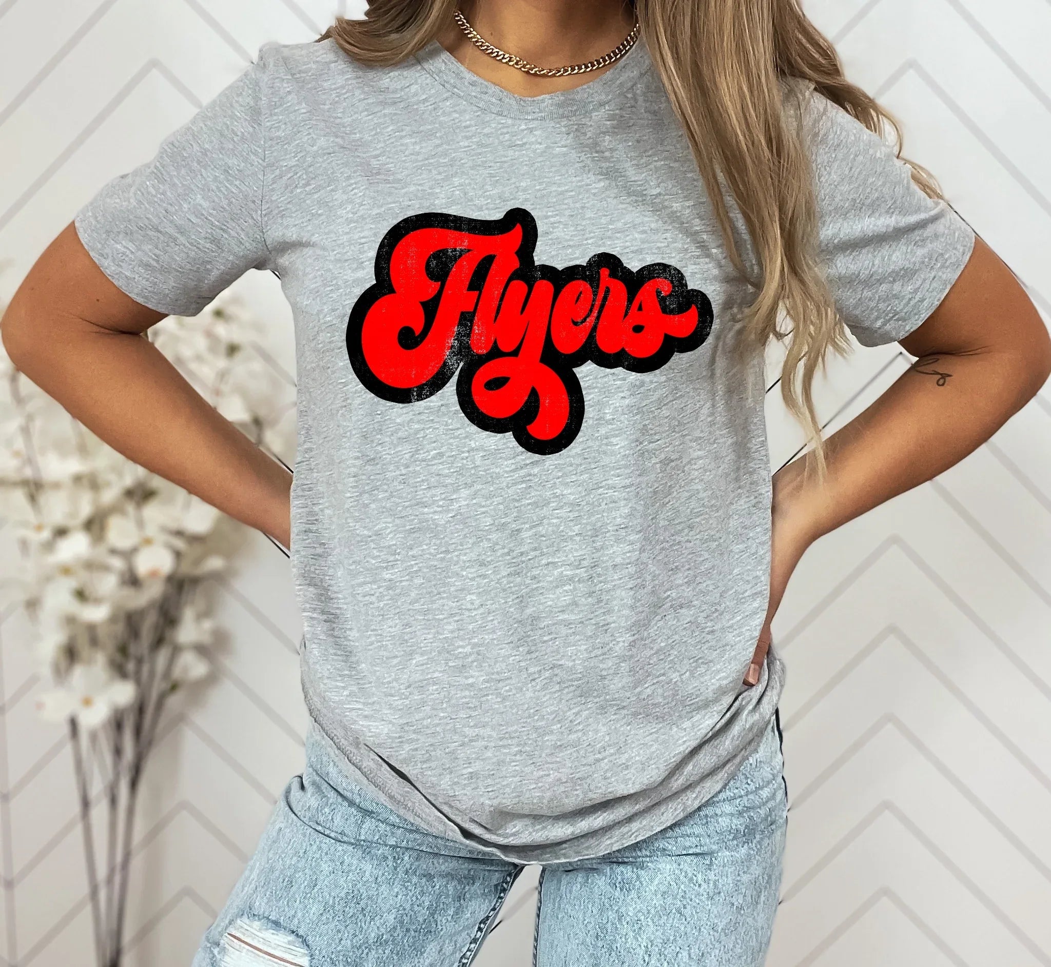 Flyers Vintage Retro Shadow Distressed DTF Transfer - Merch Girls