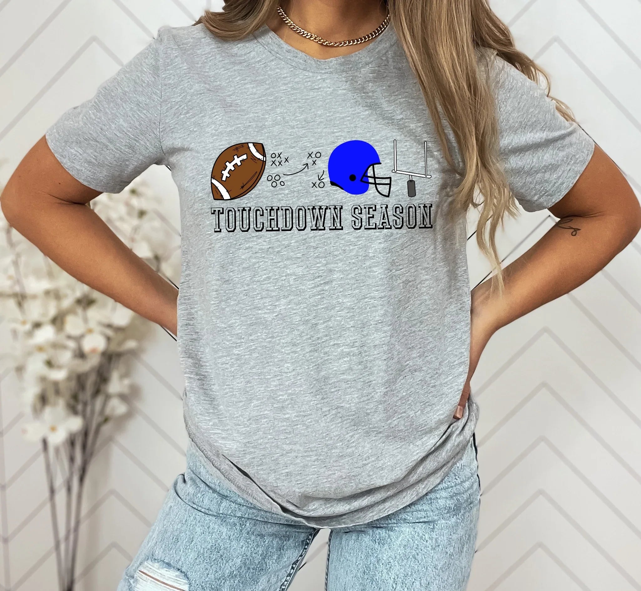 Touchdown Season Royal Blue DTF Transfer - Merch Girls
