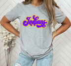 Indians Yellow Gold Purple Vintage Retro Shadow Distressed DTF Transfer - Merch Girls