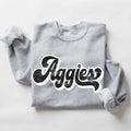 Aggies Vintage Black & White Retro Shadow Distressed DTF Transfer - Merch Girls