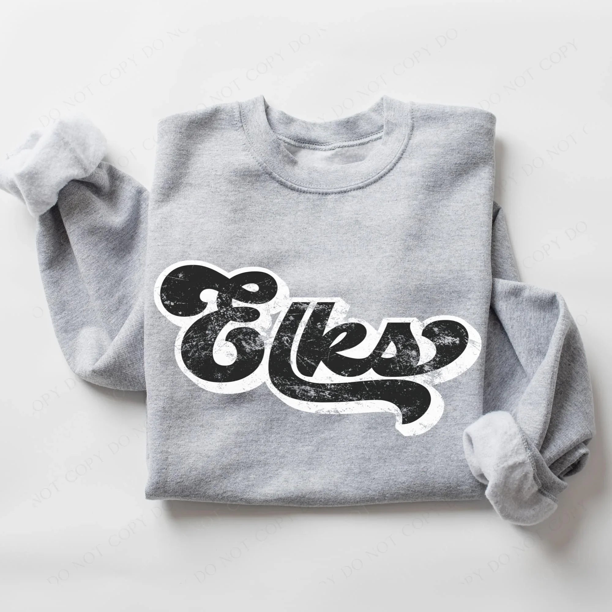Elks Vintage Black & White Retro Shadow Distressed DTF Transfer - Merch Girls