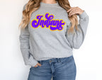 Indians Yellow Gold Purple Vintage Retro Shadow Distressed DTF Transfer - Merch Girls