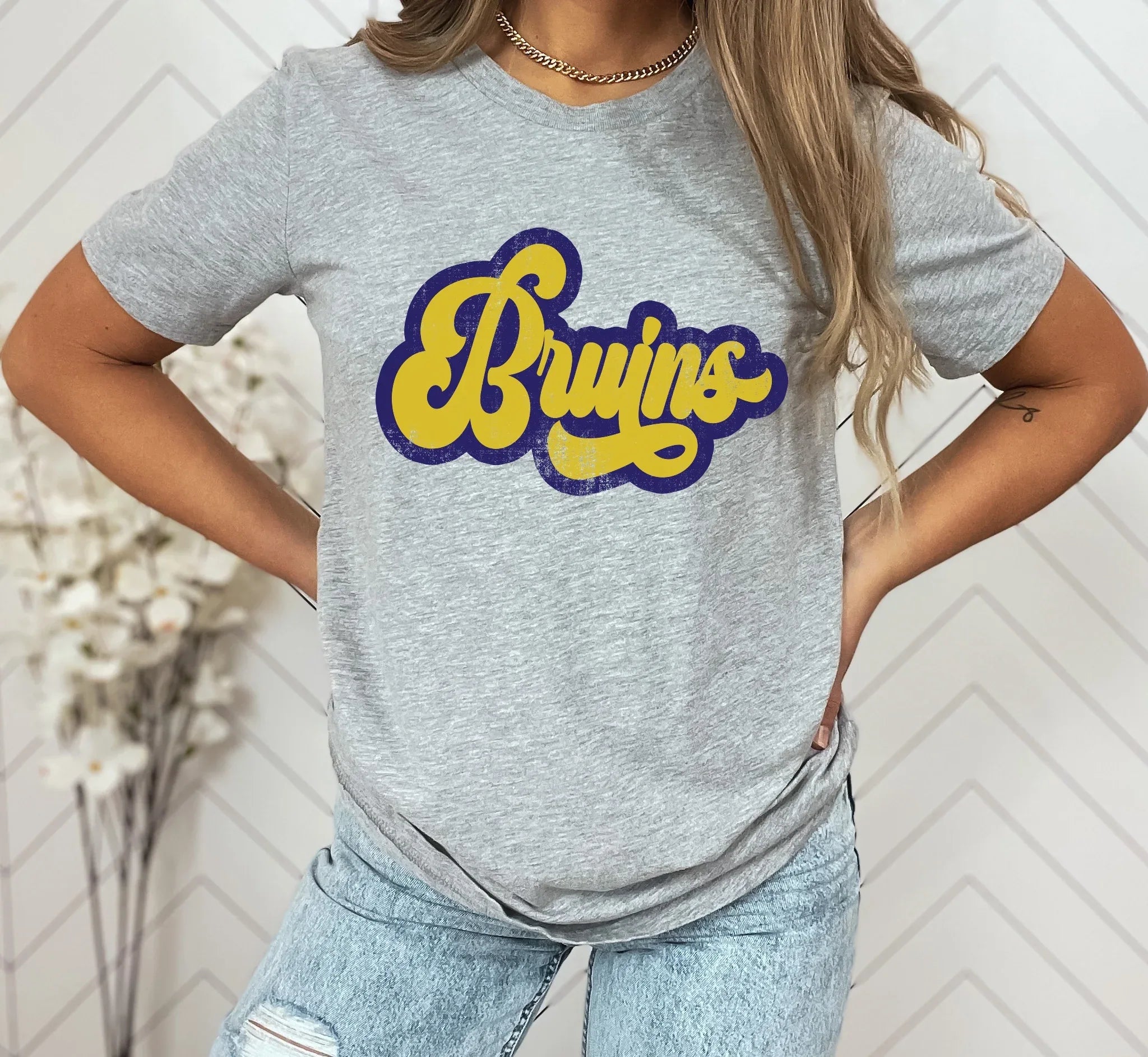Bruins Vintage Retro Shadow Distressed DTF Transfer - Merch Girls