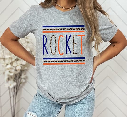 Rocket  Stacked Skinny Mascot Graphic Tee