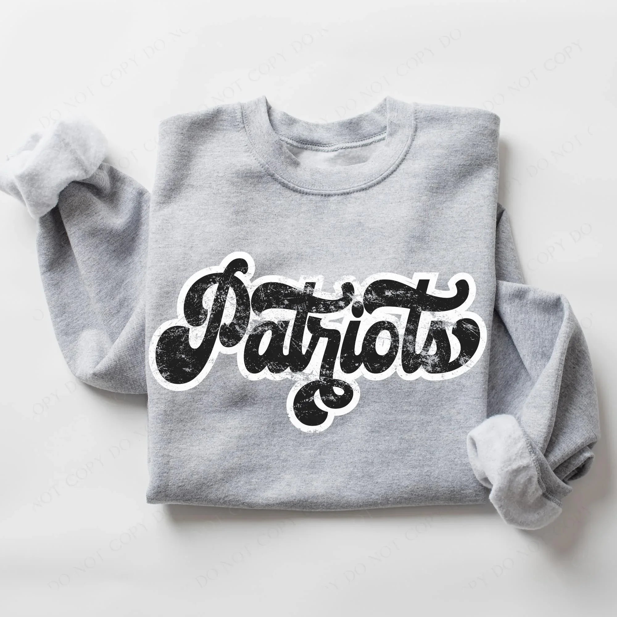 Patriots Vintage Black & White Retro Shadow Distressed DTF Transfer - Merch Girls