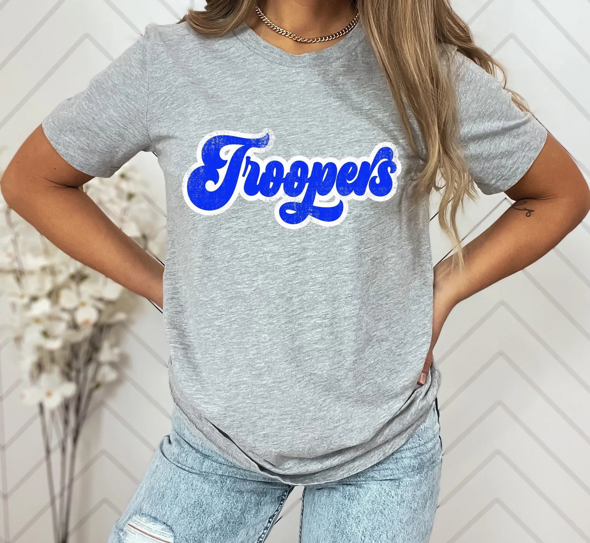 Troopers Vintage Retro Shadow Distressed DTF Transfer - Merch Girls