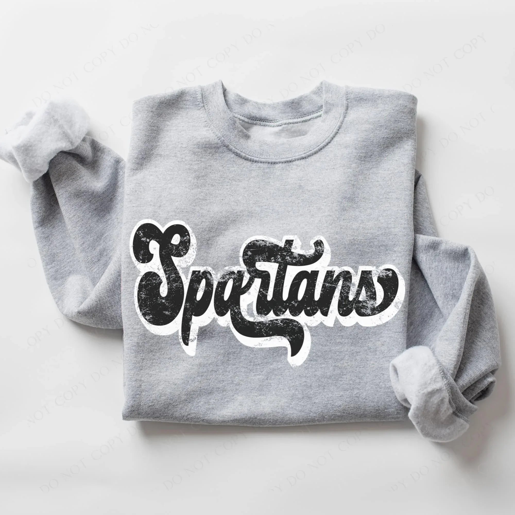Spartans Vintage Black & White Retro Shadow Distressed DTF Transfer - Merch Girls