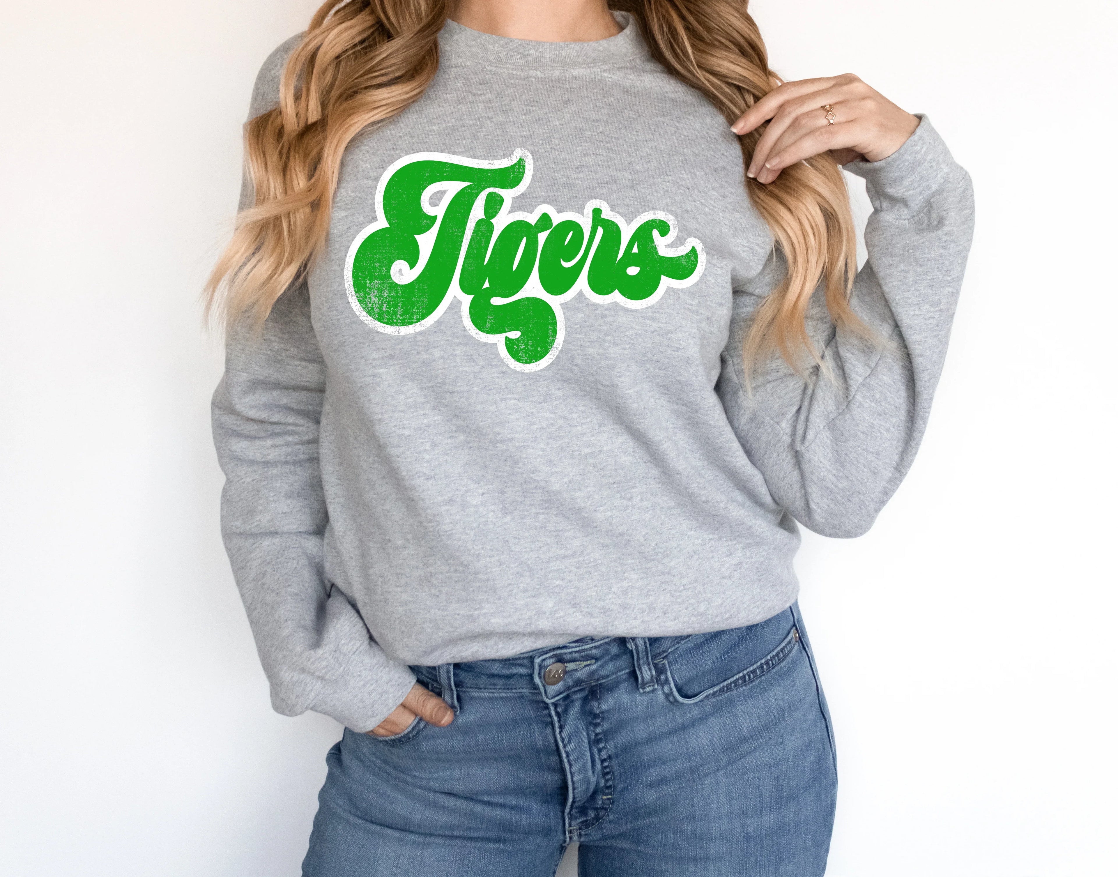 Tigers Vintage Retro Shadow Distressed DTF Transfer - Merch Girls