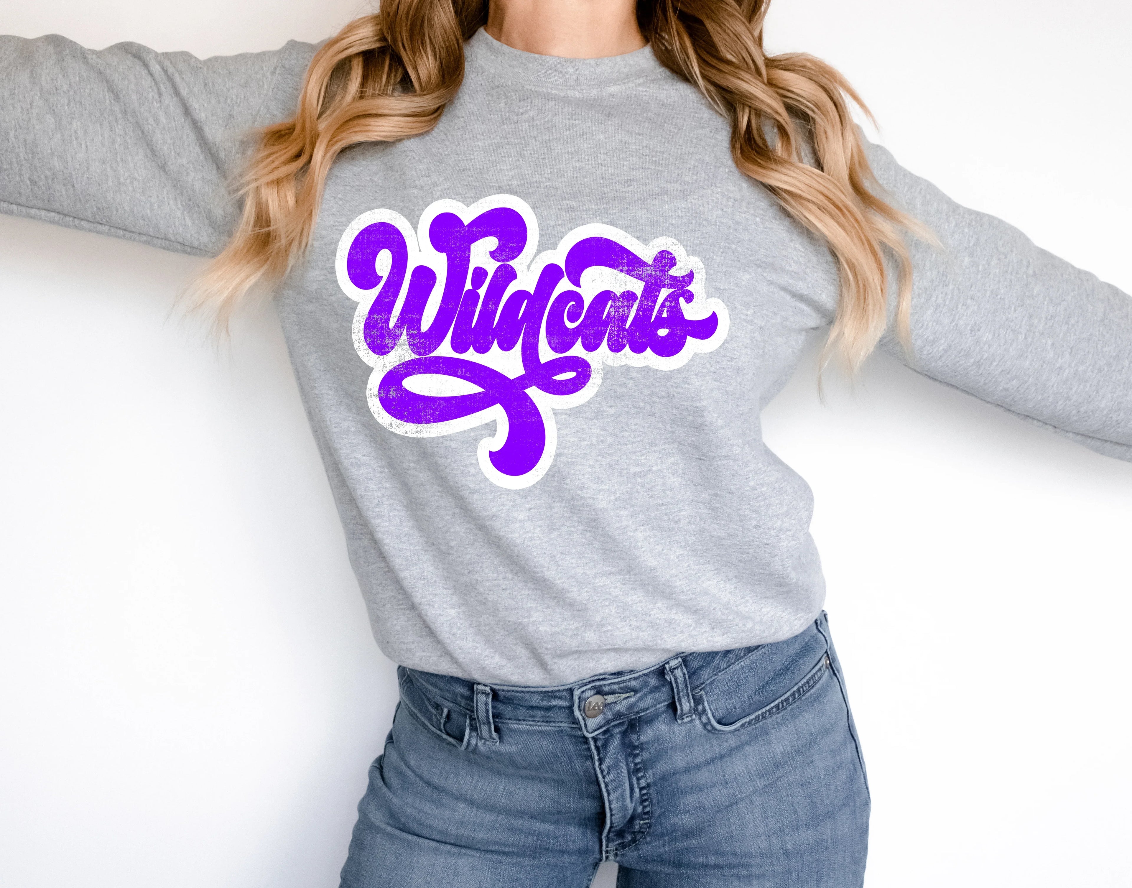 Wildcats Vintage Retro Shadow Distressed DTF Transfer - Merch Girls