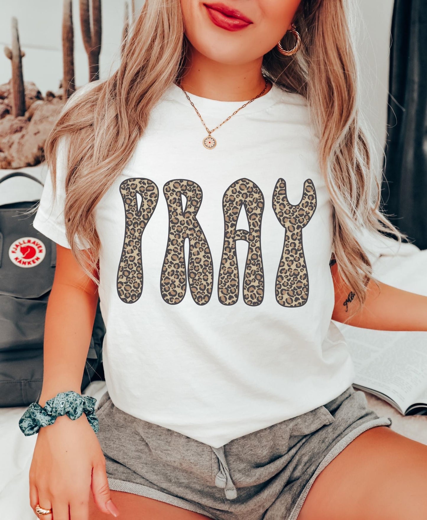 Pray Bubble Leopard Graphic Tee