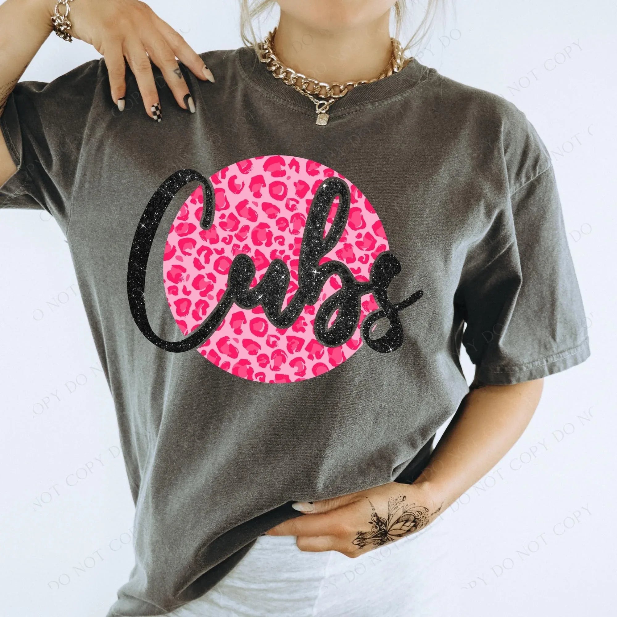 Cubs Pink Leopard DTF Transfer - Merch Girls