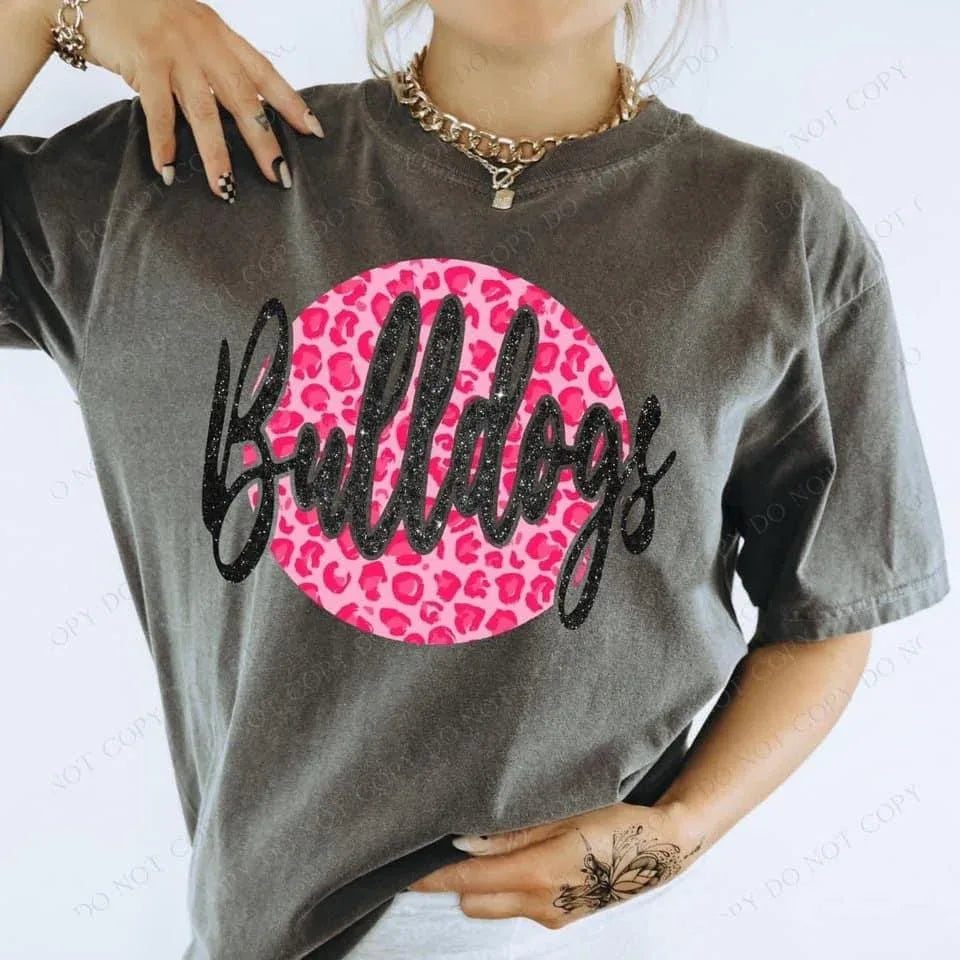 Bulldogs Pink Leopard DTF Transfer - Merch Girls