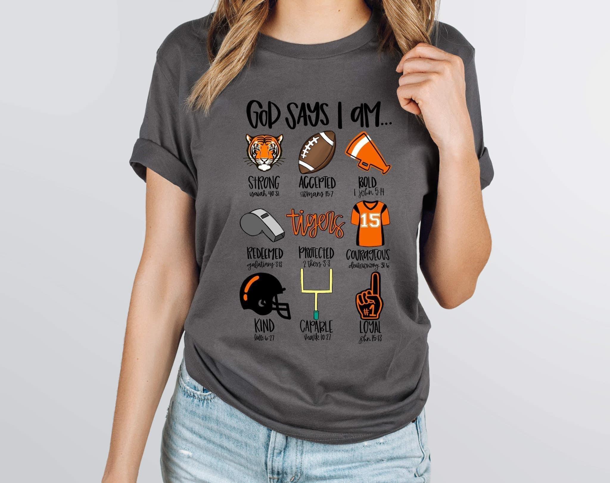 God Says I Am Orange Tigers DTF Transfer - Merch Girls