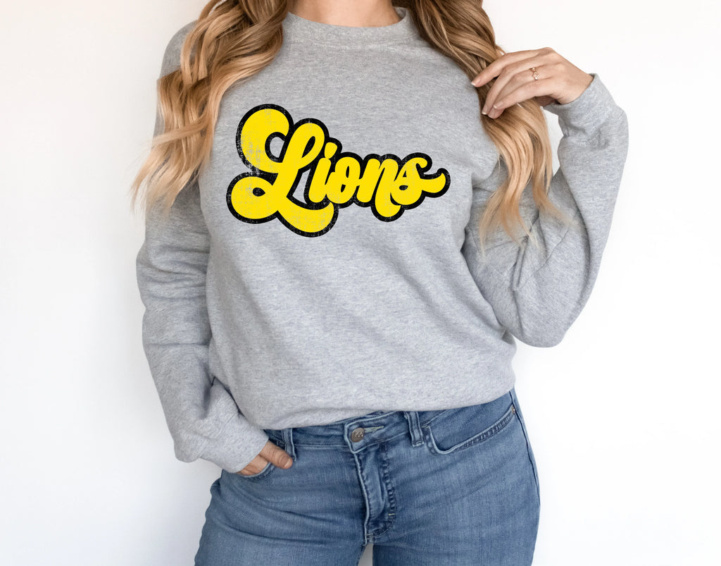 Lions Vintage Retro Shadow Distressed DTF Transfer - Merch Girls