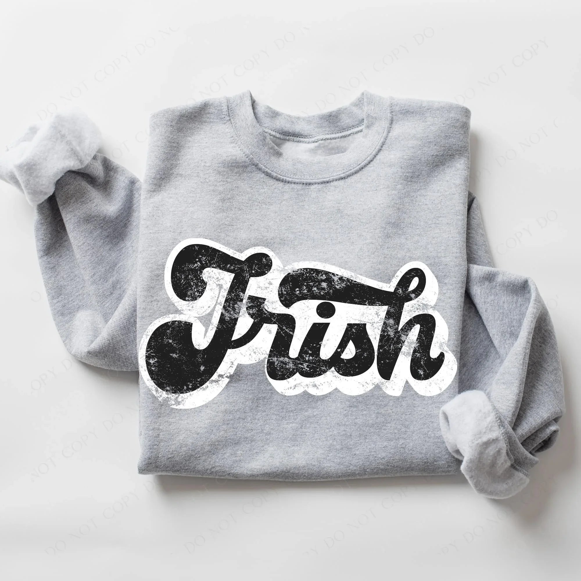 Irish Vintage Black & White Retro Shadow Distressed DTF Transfer - Merch Girls