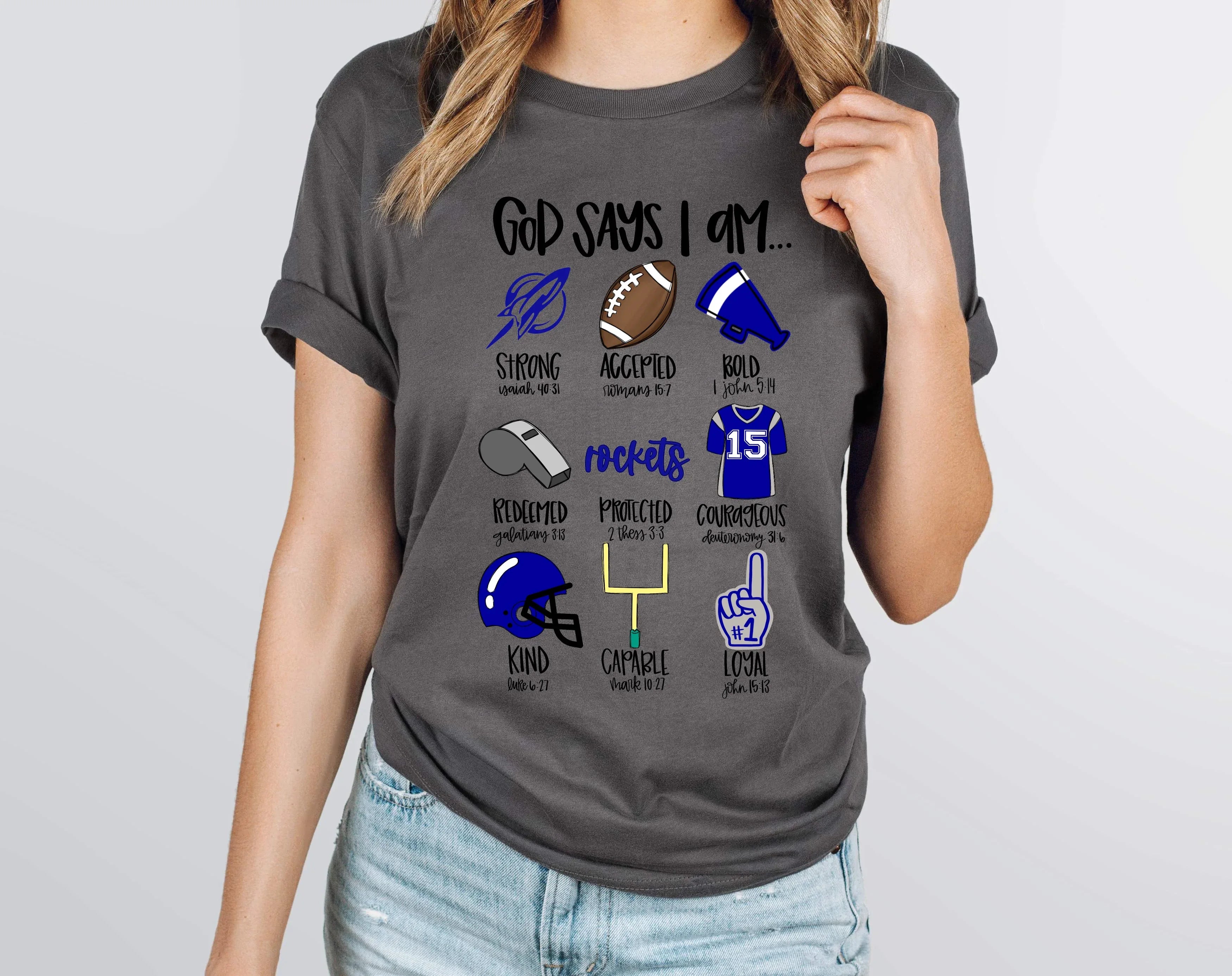 God Says I Am Rockets Football DTF Transfer - Merch Girls