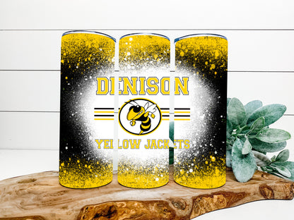 Denison yellow jackets Completed 20oz Skinny Tumbler