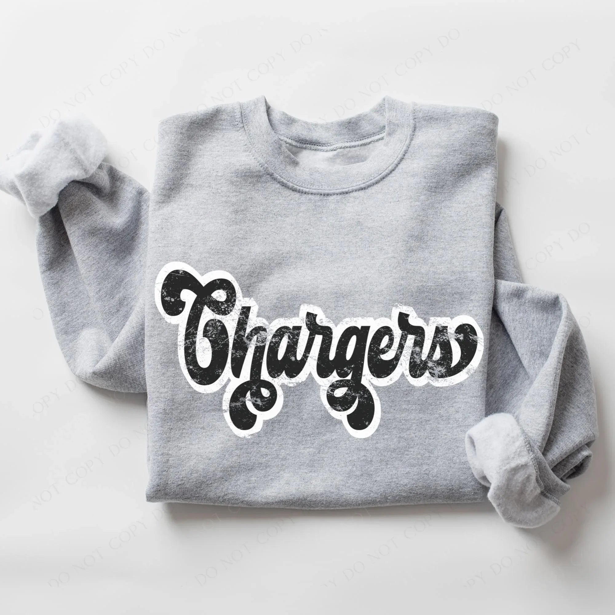 Chargers Vintage Black & White Retro Shadow Distressed DTF Transfer - Merch Girls
