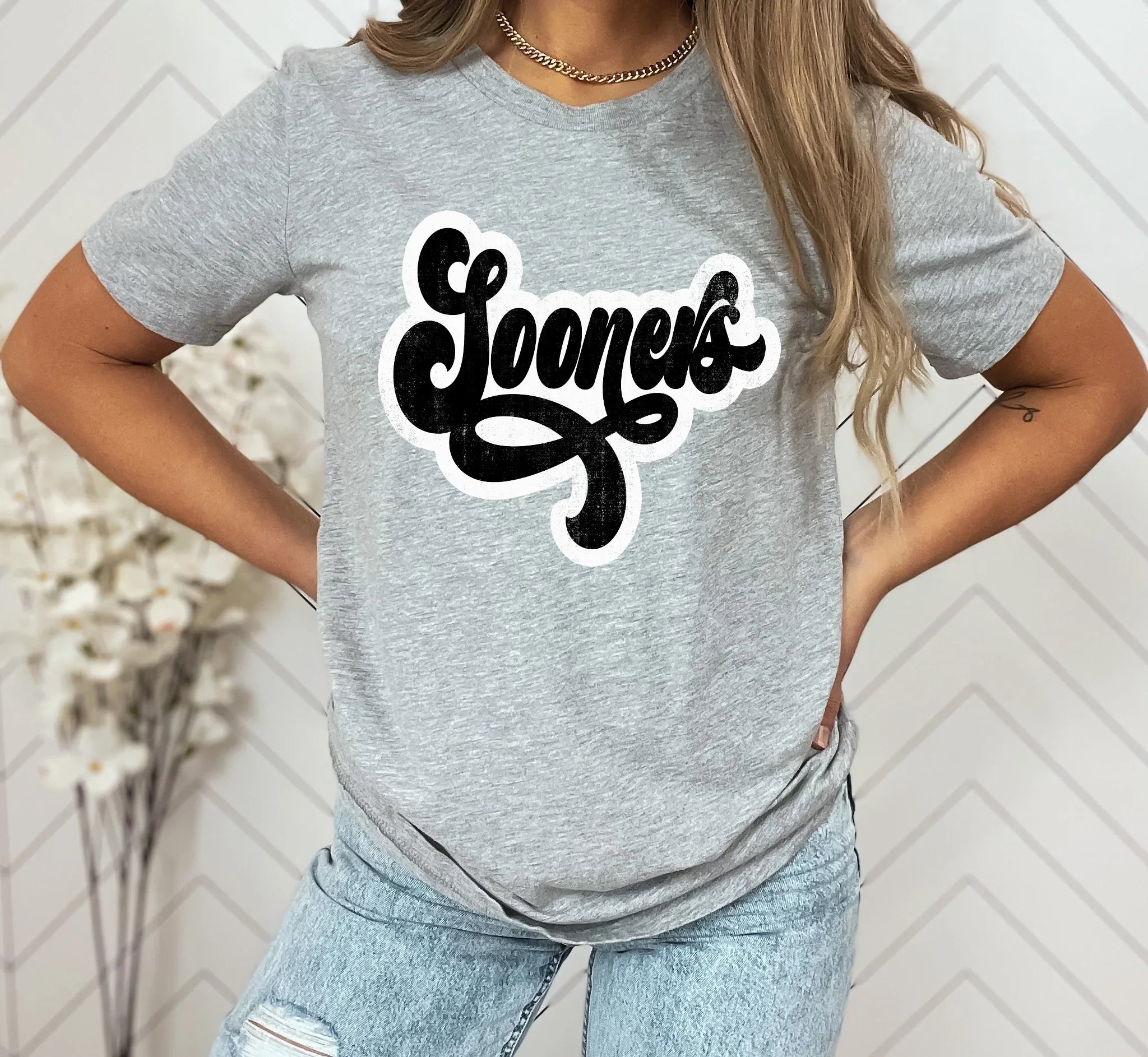 Sooners Vintage Retro Shadow Distressed DTF Transfer - Merch Girls