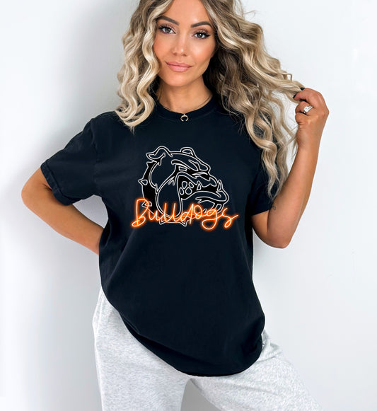Bulldogs Neon Mascot Graphic Tee - DTG ONLY